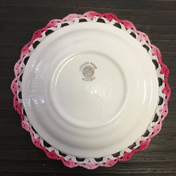 Seven Vintage Cornish Rose 22KT Gold Georgian Fine China Dessert Plates - Picture 11 of 16